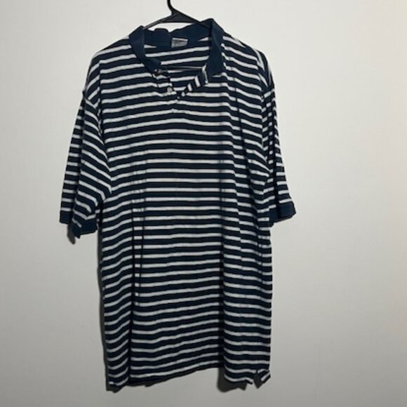 Columbia Navy Blue and White Striped Short Sleeve Polo Size 2XT - Picture 1 of 12